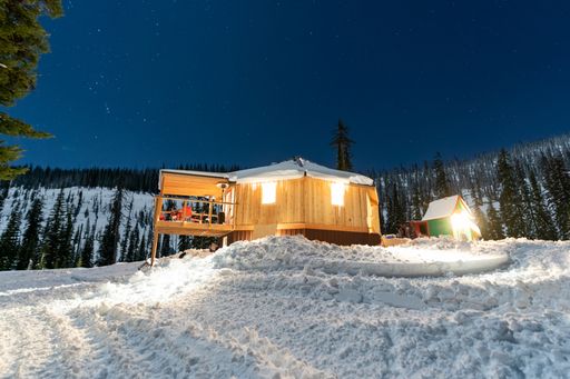 GNPG powder house yurt exterior night